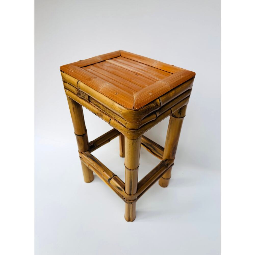 Vintage Bamboo Plant Stand Side Table Boho 20"